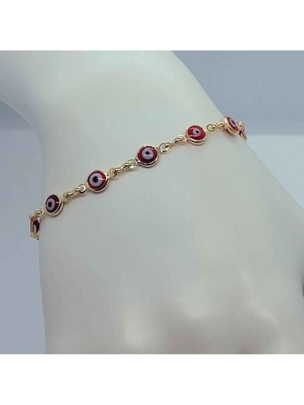 Brand New Brazilian 18k Gold Filled Red Evil Eye Bracelet